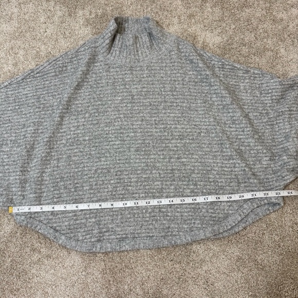 Anthropologie Pilcro Cropped Blouse S Grey Ribbed Mock Neck Drop Shoulder Ribbed - Picture 9 of 9